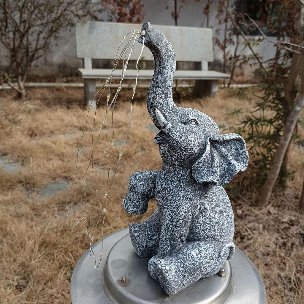 🐘 Solar Elephant LED Statue