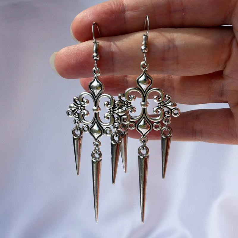 Grunge Punk Cross Rivet Drop Earrings