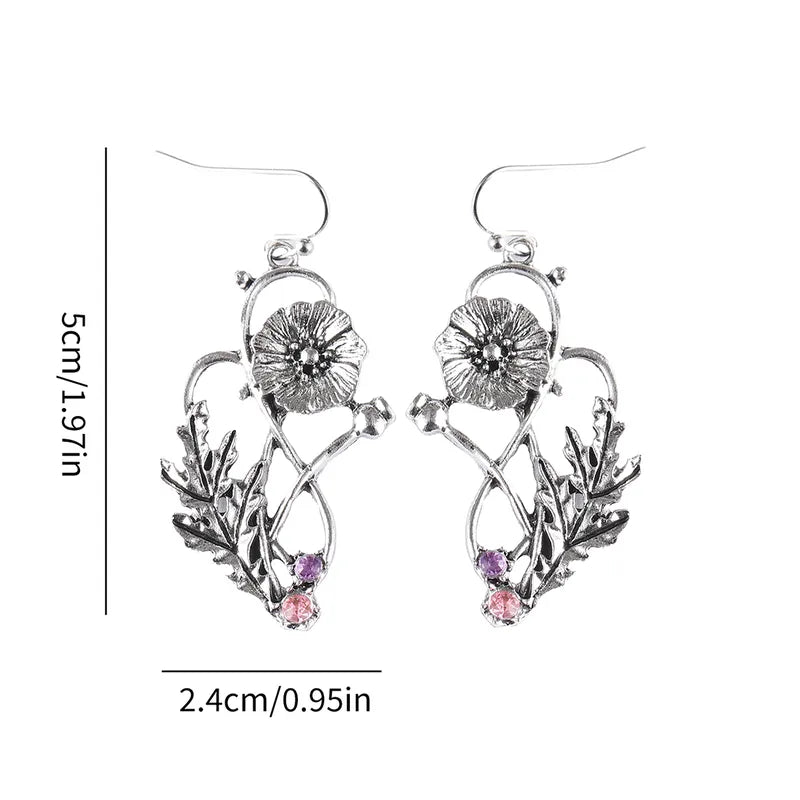 🌷 Whimsical Retro Flower Alloy Drop Earrings 🌷