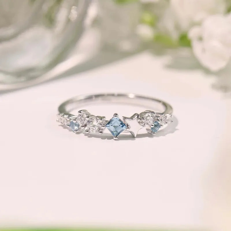 ⭐ Sterling Silver 925 Pentagram Geometric Star Zircon Ring⭐