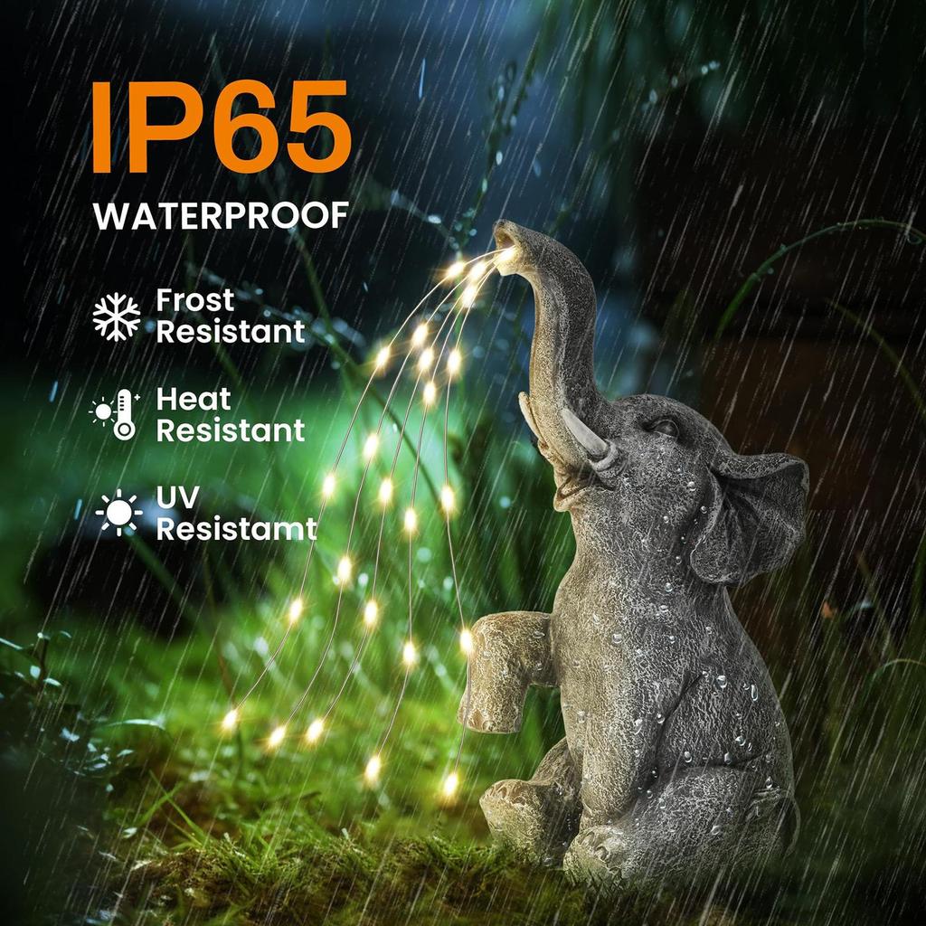 🐘 Solar Elephant LED Statue