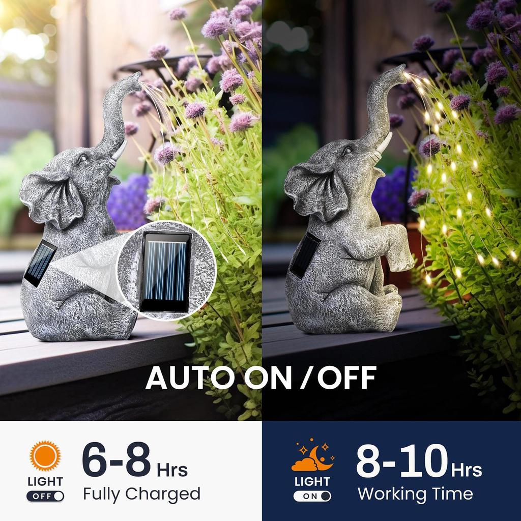 🐘 Solar Elephant LED Statue