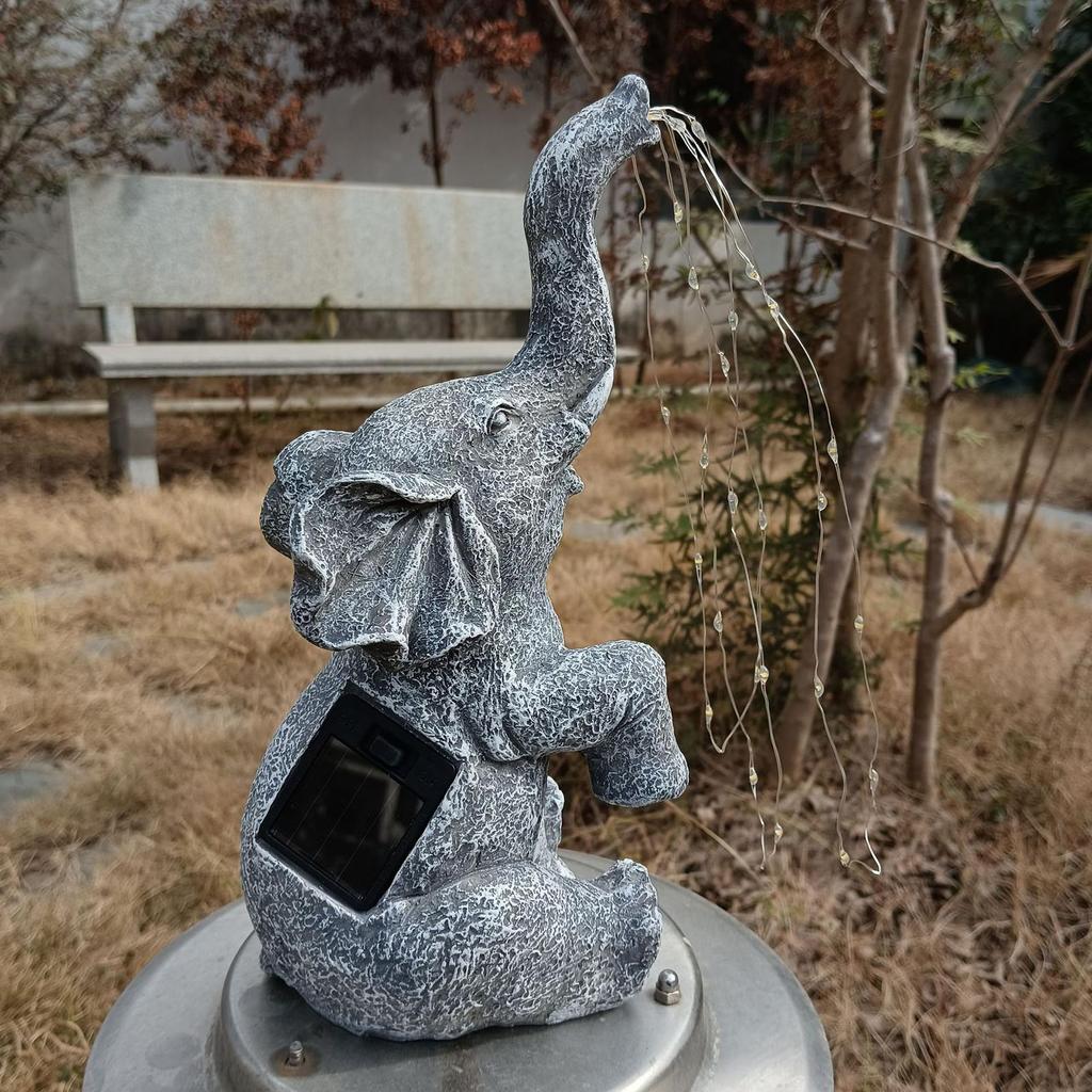 🐘 Solar Elephant LED Statue
