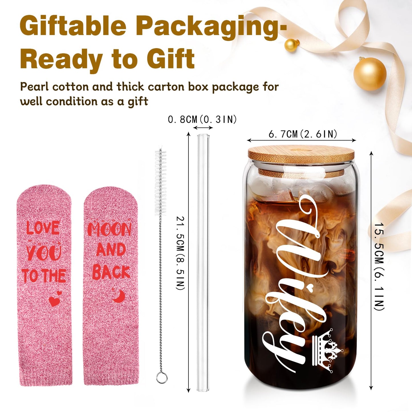 đ Wife Tumbler Gift Set â Glass Cup & âLove Youâ Socks đ