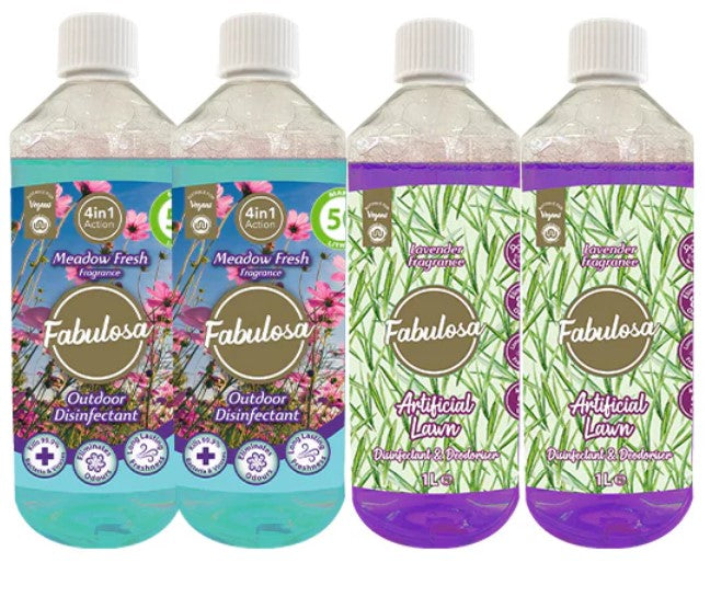 Outdoor Cleaning Bundle, 2 x Artificial Lawn Cleaner Lavender Fragrance, 2 x Outdoor Disinfectant Meadow Fresh Fragrance