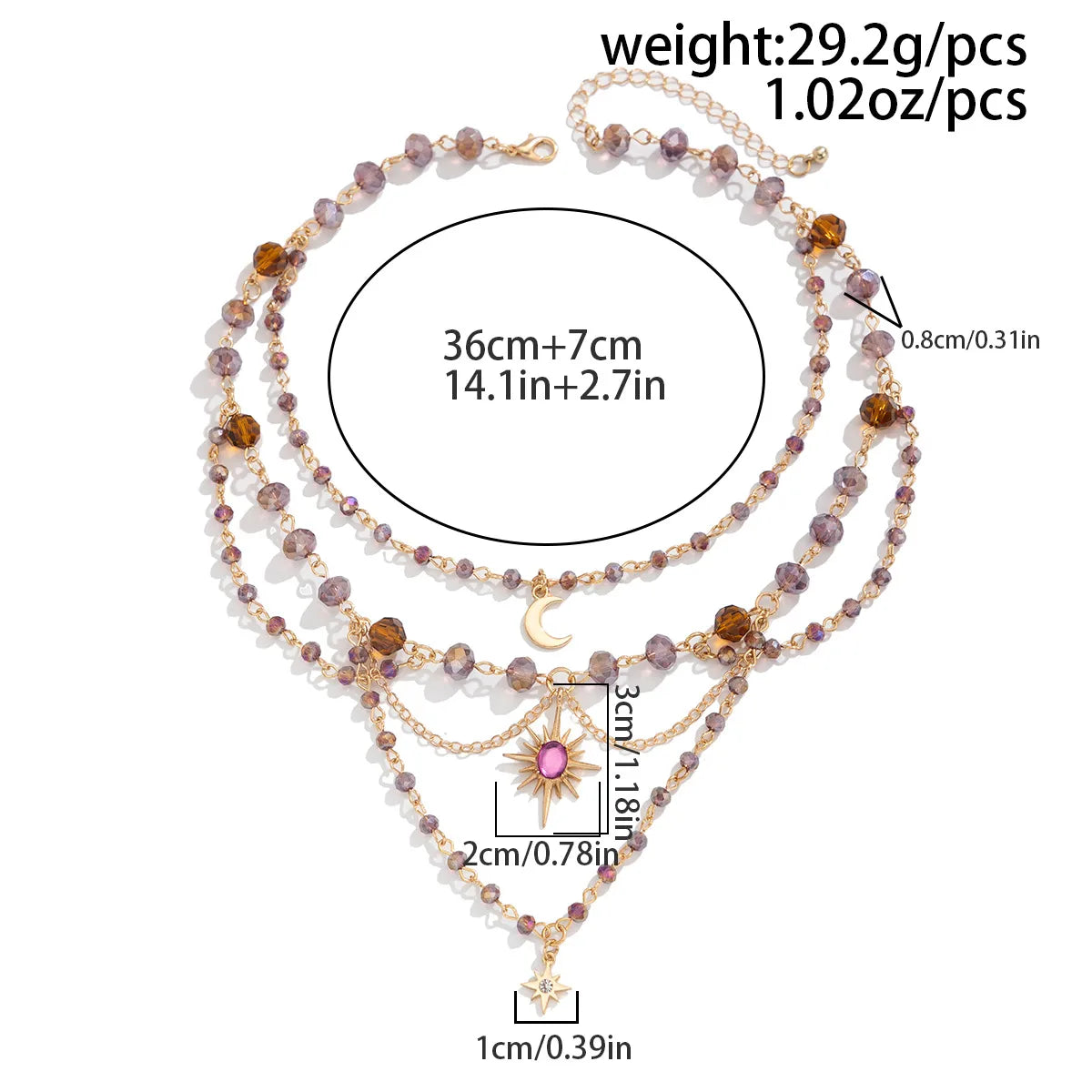 đ Multi-layer Crystal Beads Tassel Pendant Necklace đ