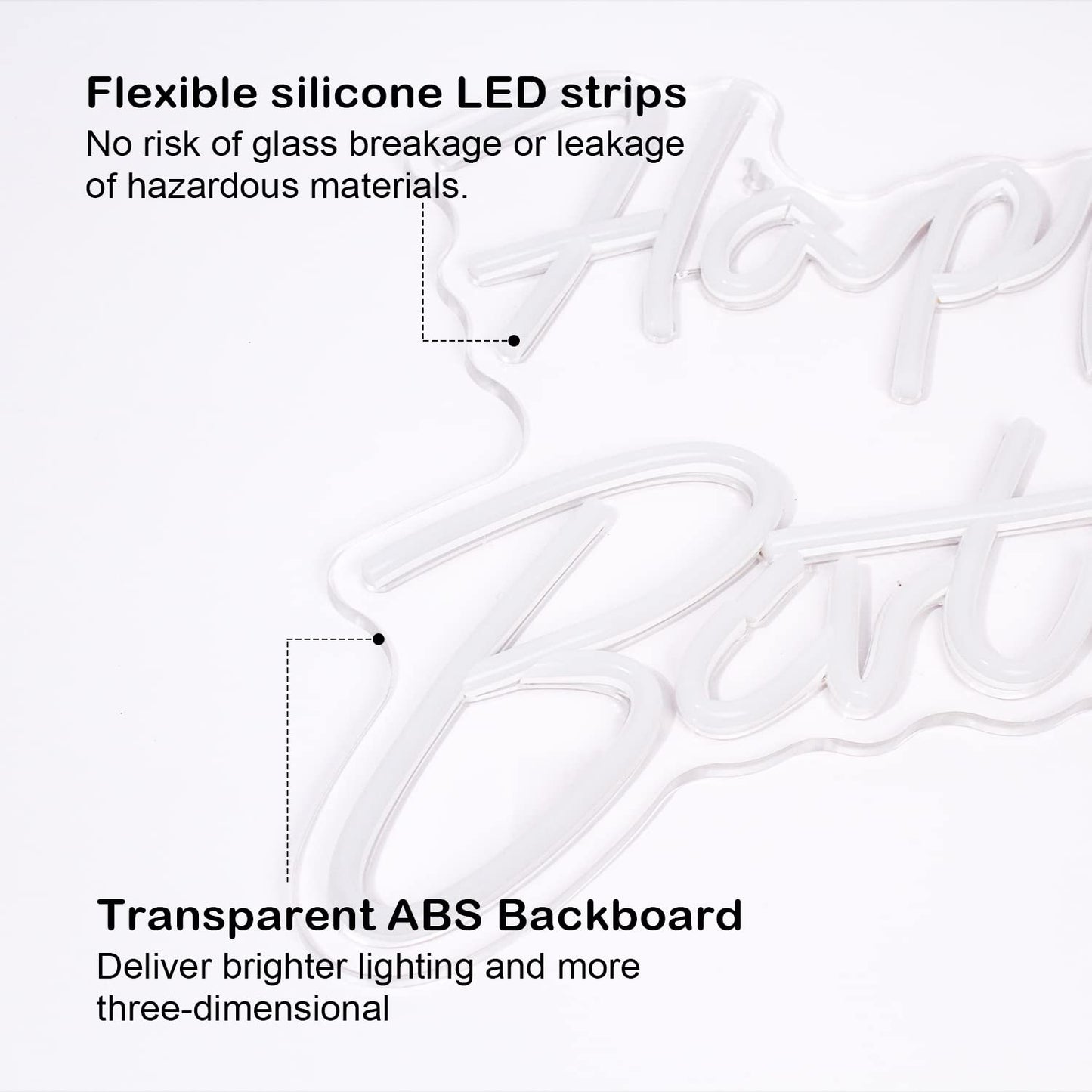 Happy Birthday Neon Sign Warm White LED Light