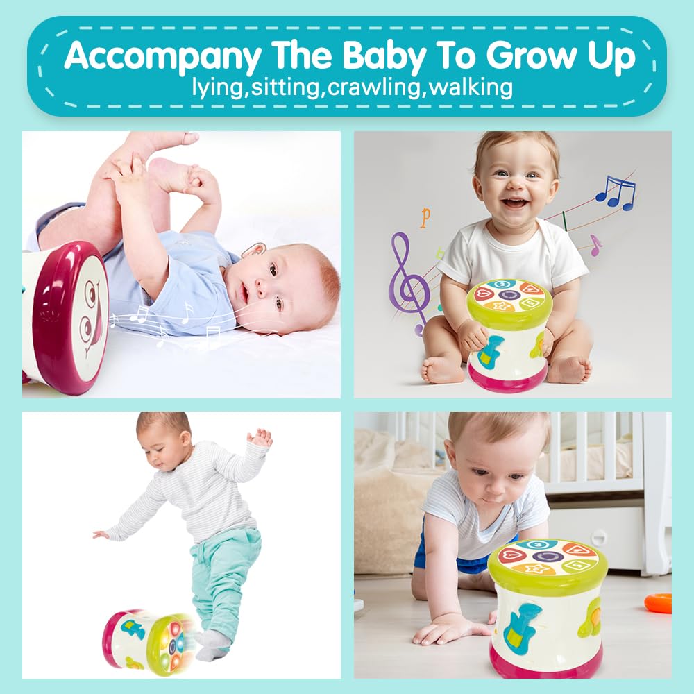 🥁 Two-Sided Baby Drum with Lights & Educational Sounds 🥁