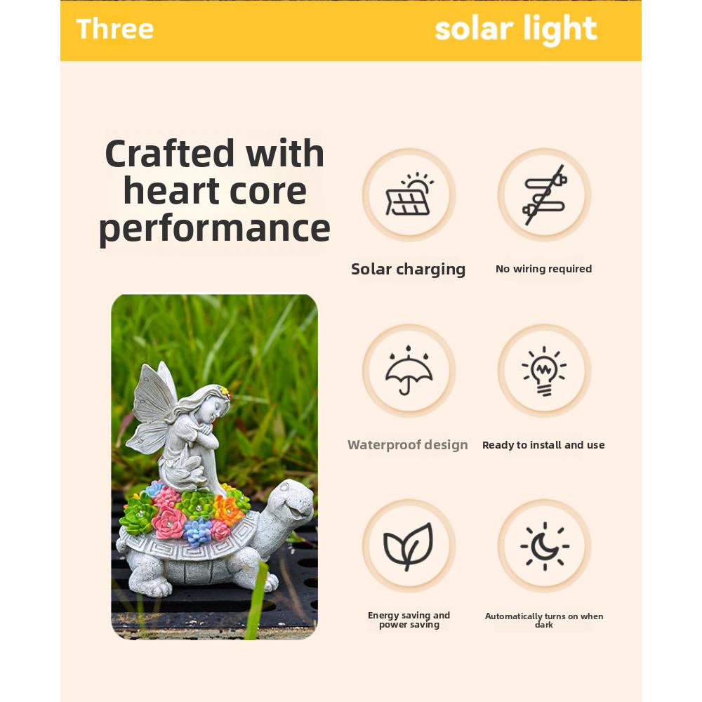 🐢 Solar Succulent Turtle Fairy Ornament 🐢