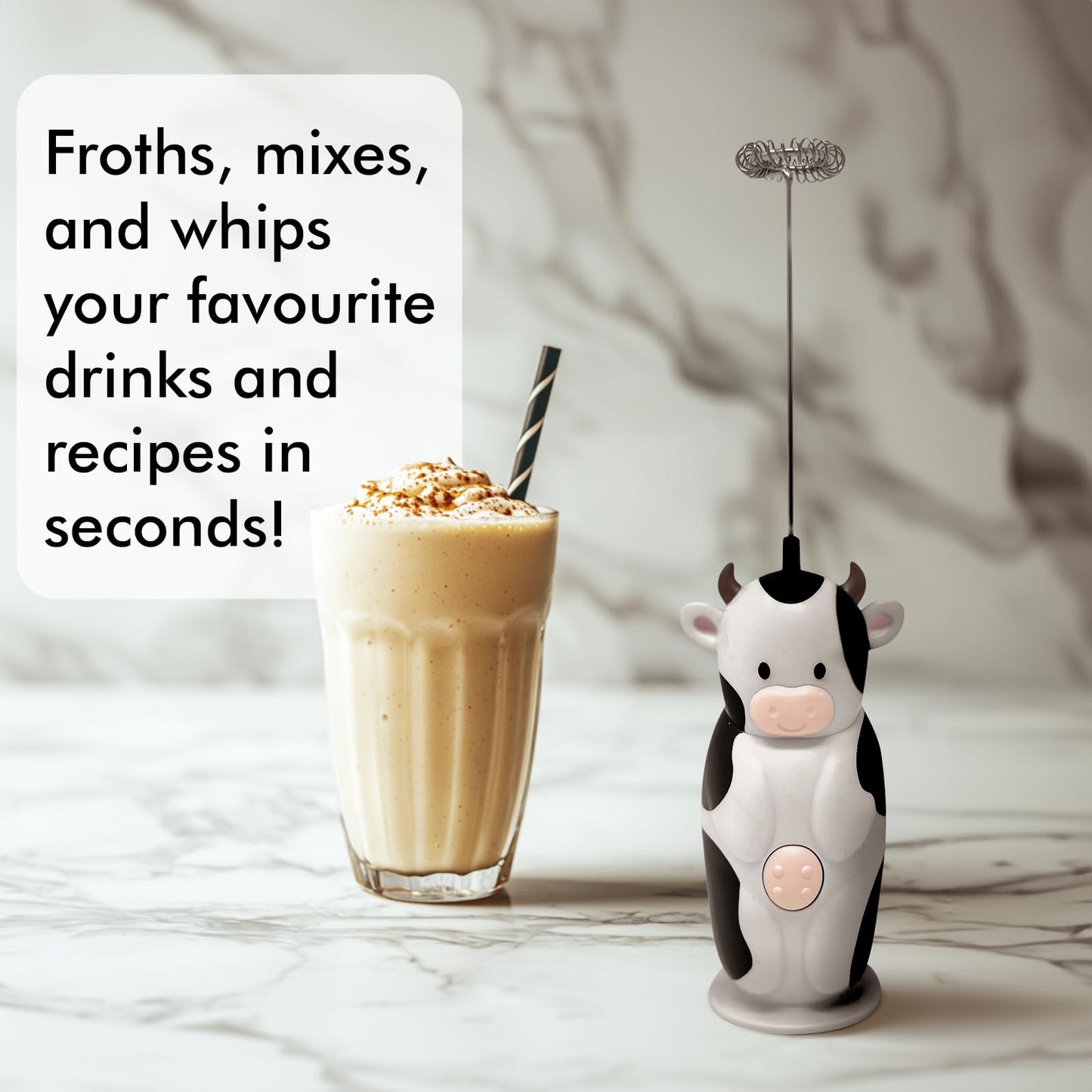 π₯π Cow Milk Frother Handheld β Cute Mini Electric Whisk ππ₯