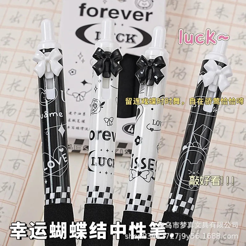 🖤 4pc Black & White Bow Pens 🤍