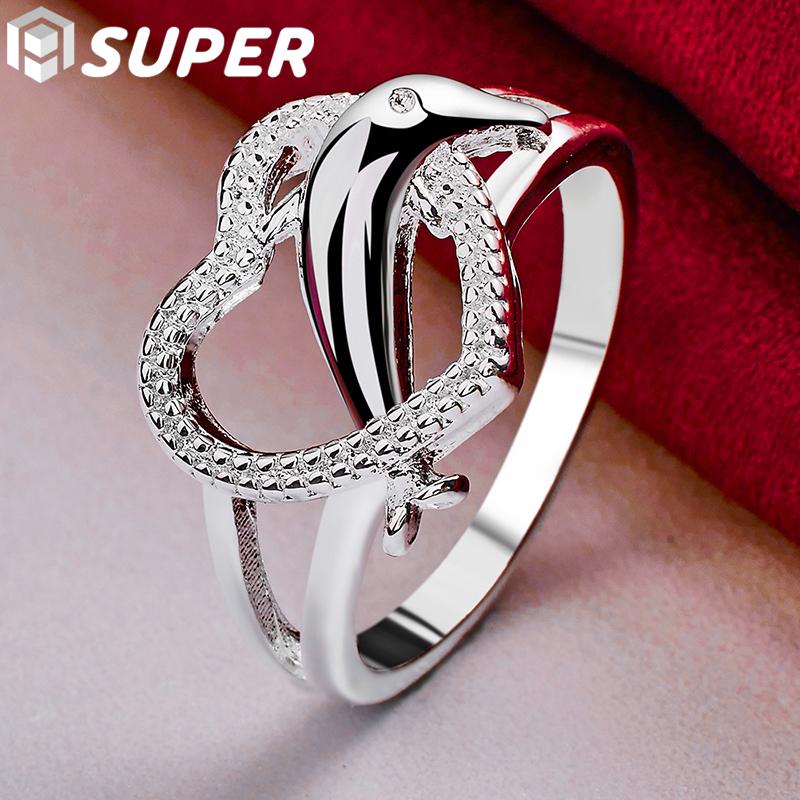 ๐ฌ 925 Sterling Silver Dolphin Heart Ring