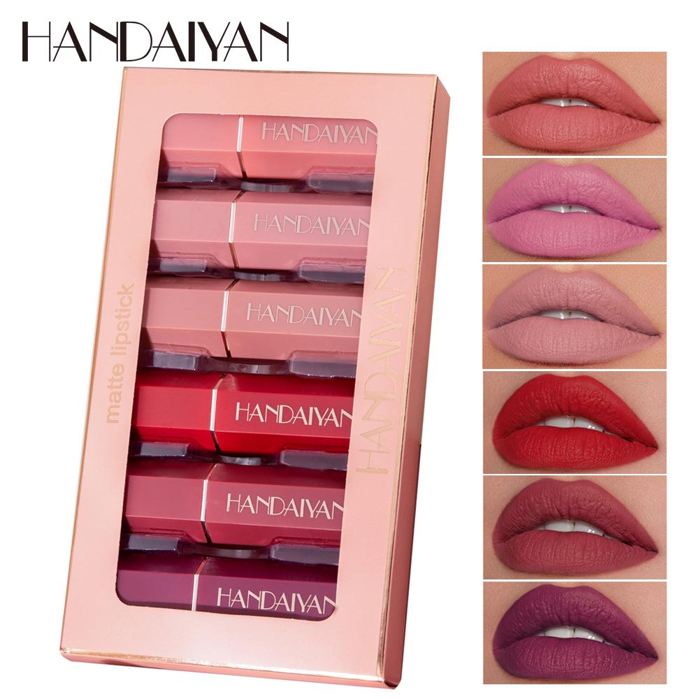6pc Lip Gloss Matte Velvet Non-stick Lipstick Set