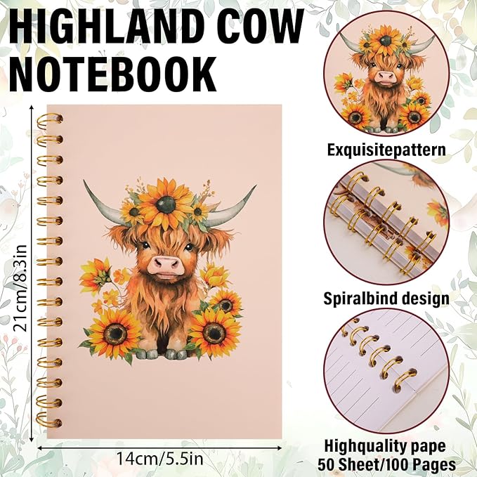 4pc Highland Cow Stationary Gift Set