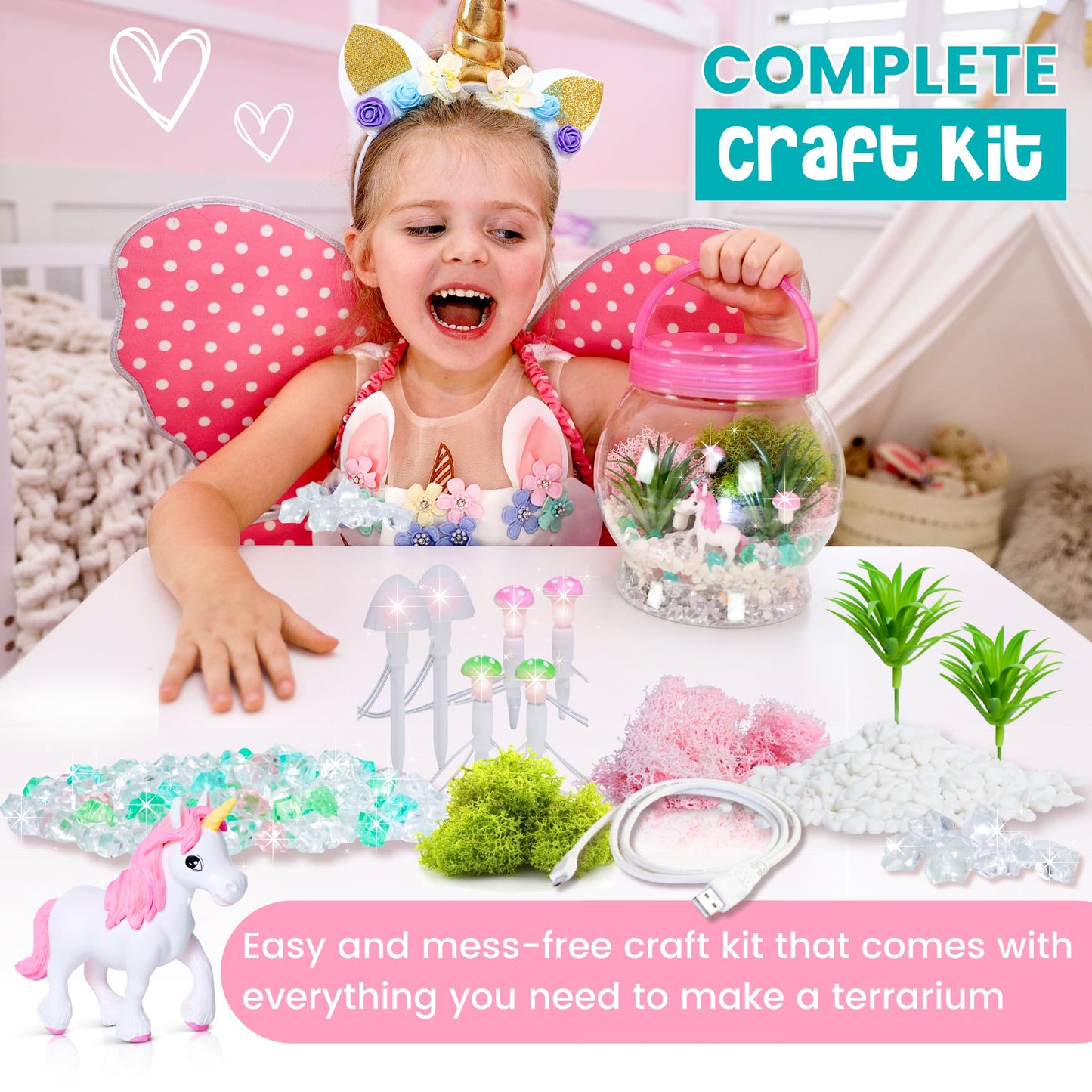 🦄✨ Light-Up Unicorn Terrarium Kit for Kids ✨🦄