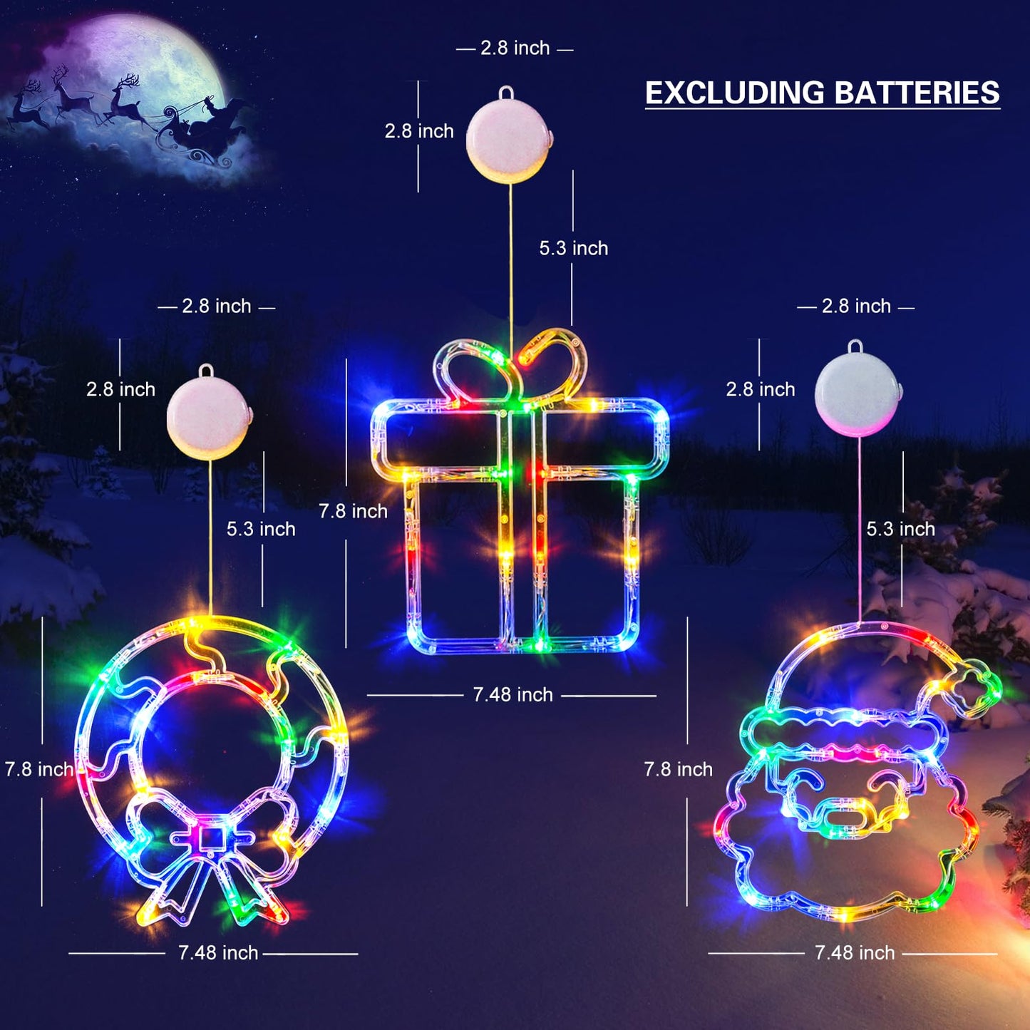 🎄✨ Christmas Decorations – 3 Pack Window Lights ✨🎄