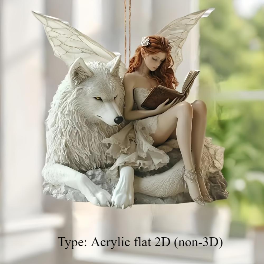 ๐บ Acrylic Wolf and Fairy Pendant ๐บ