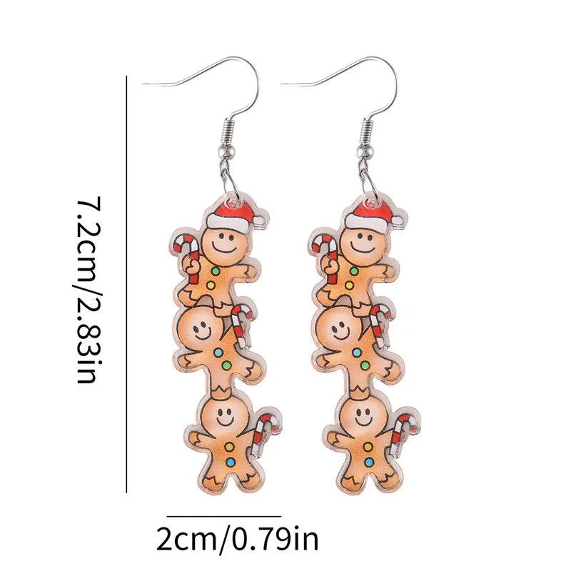 🍪 Trio of Gingerbread Men Acrylic Earrings 🍪