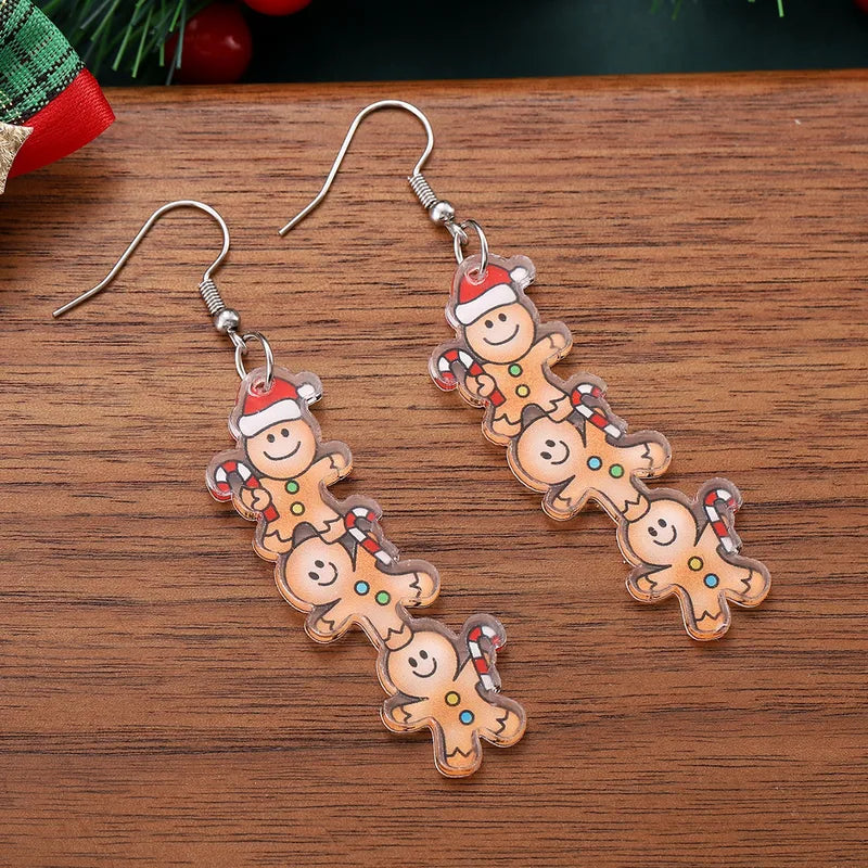 🍪 Trio of Gingerbread Men Acrylic Earrings 🍪