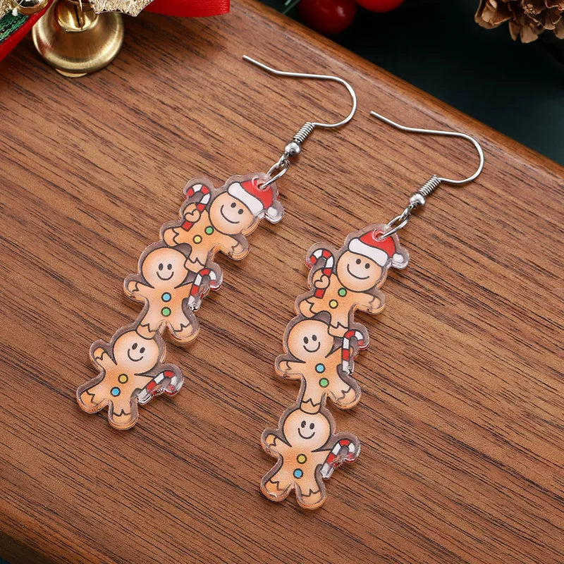🍪 Trio of Gingerbread Men Acrylic Earrings 🍪