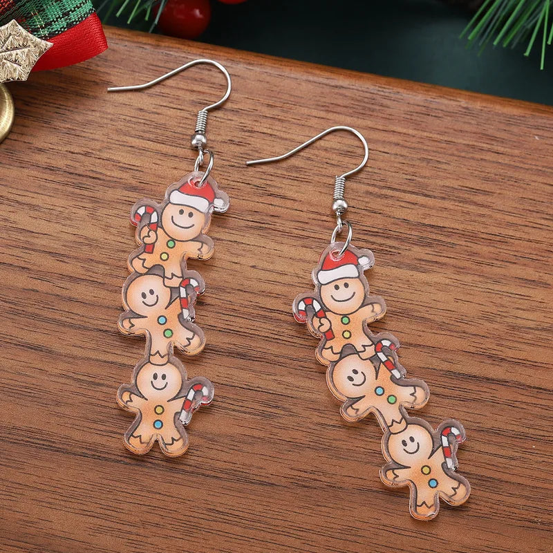 🍪 Trio of Gingerbread Men Acrylic Earrings 🍪