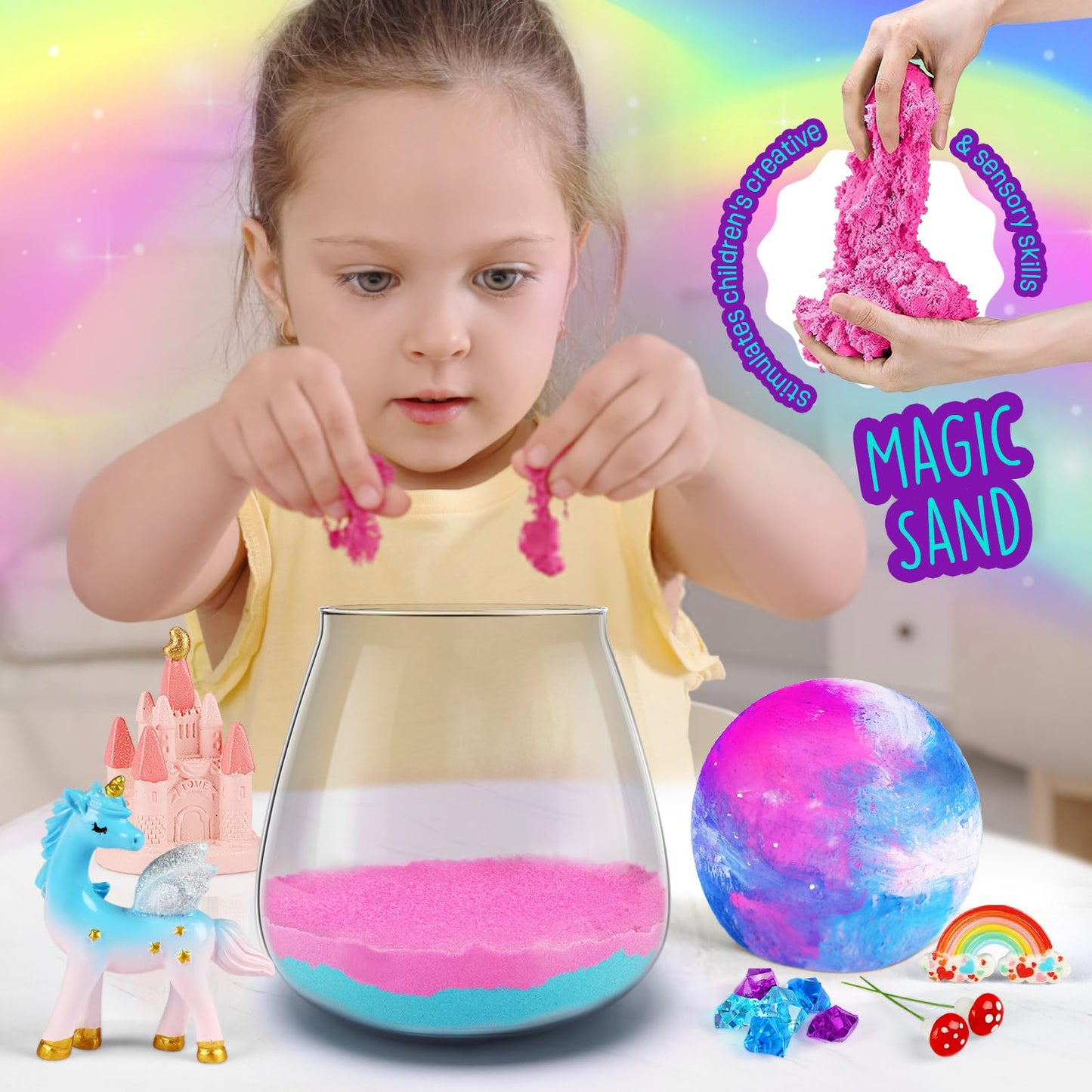 🦄🌙 Unicorn Terrarium Kit with Light-Up Moon Lamp 🌙🦄
