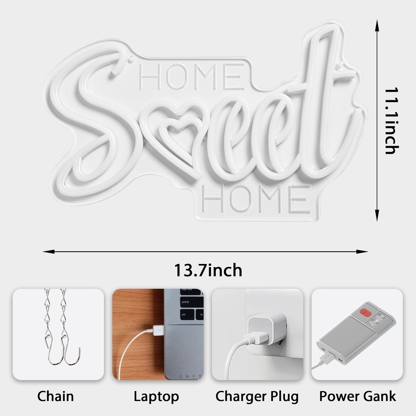 3D Engraved Home Sweet Home Neon Sign LED Wall Light