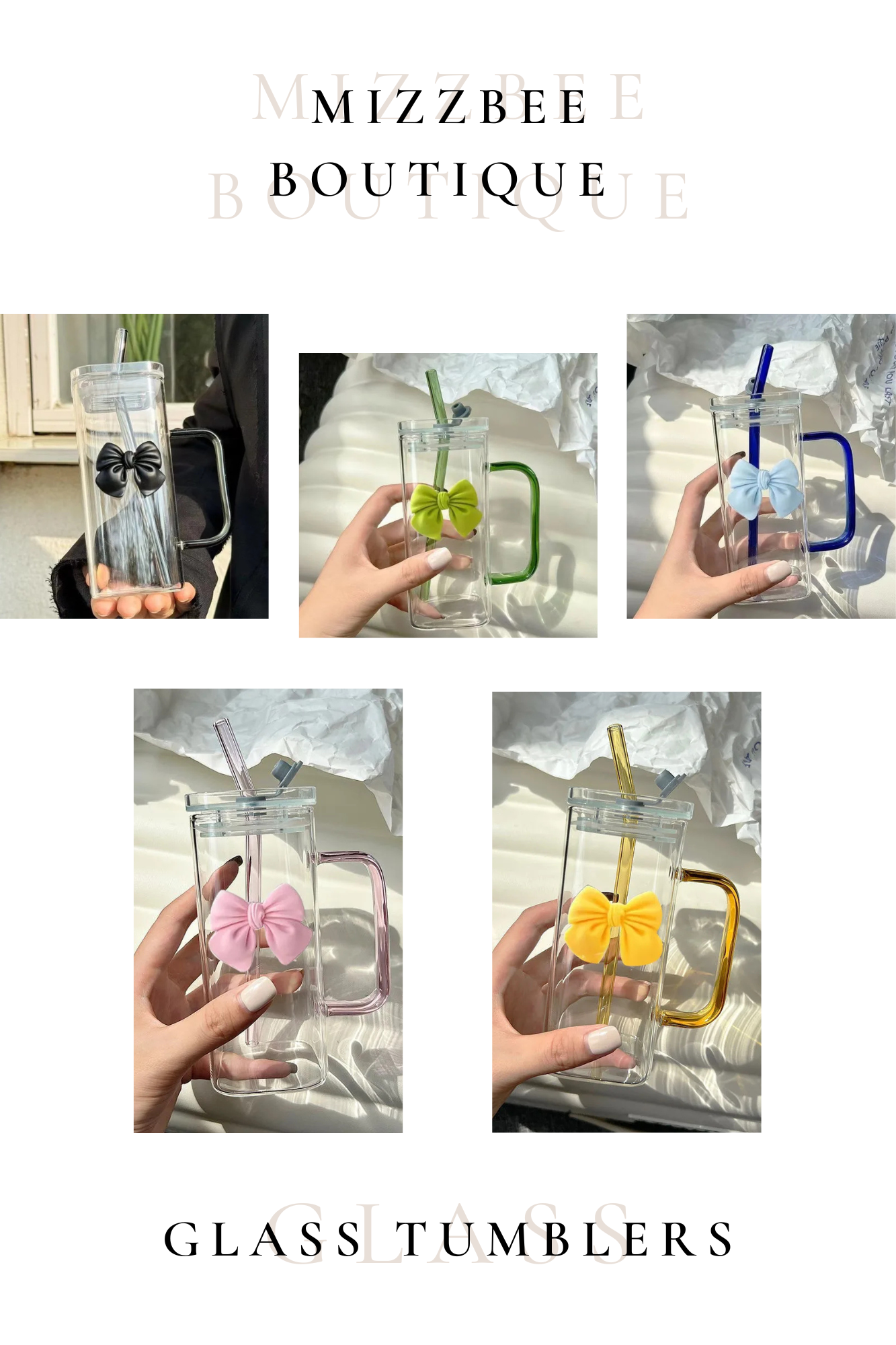 πβ¨ Glass Cup with 3D Bow Decal & Straw β¨π