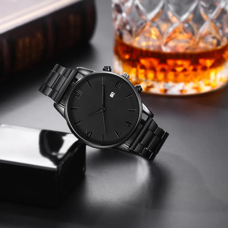 🖤 Men’s Black Watch Jewellery Set