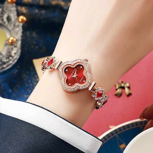 🍀✨ Four-Leaf Clover Diamante Quartz Watch ✨🍀