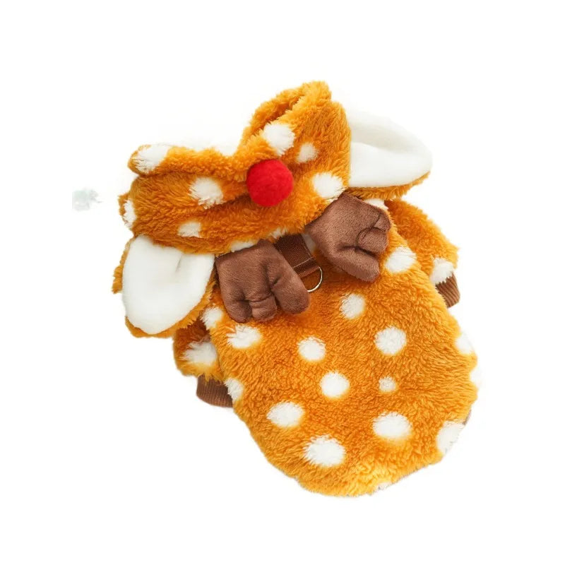 🦌🐾 Christmas Deer Plush Lined Pet Hoody 🐾🦌