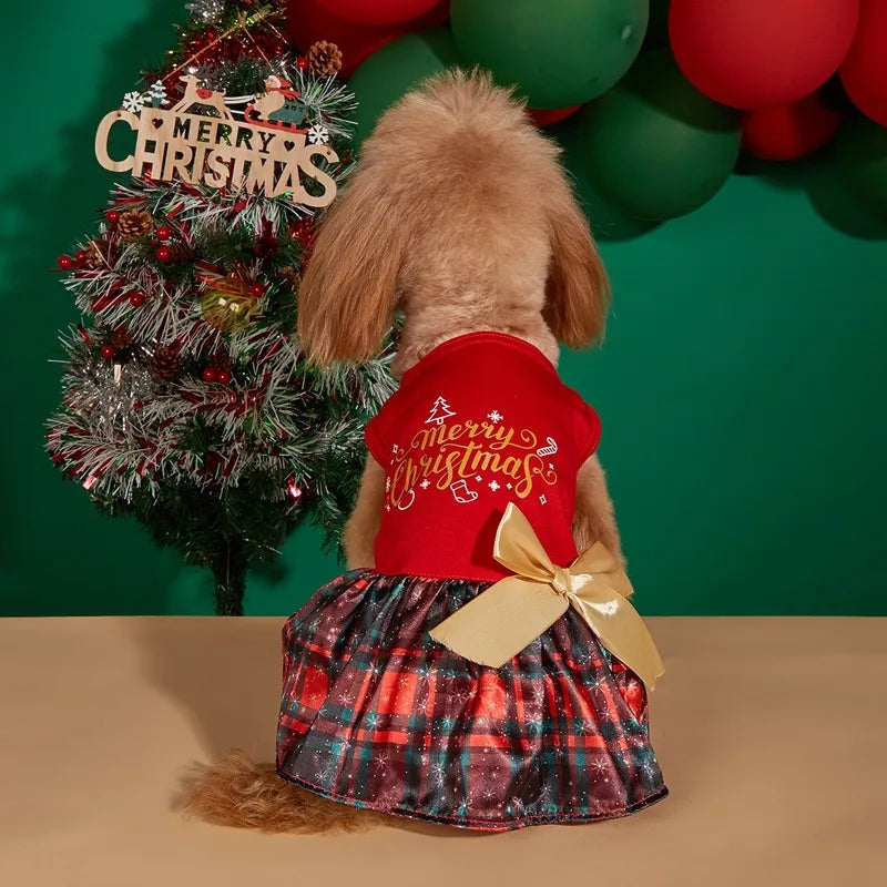 ๐๐ถ Christmas Print Butterfly Bowknot Ribbon Dress ๐พ๐