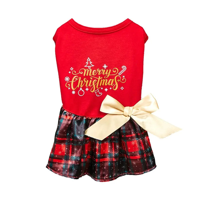 ๐๐ถ Christmas Print Butterfly Bowknot Ribbon Dress ๐พ๐