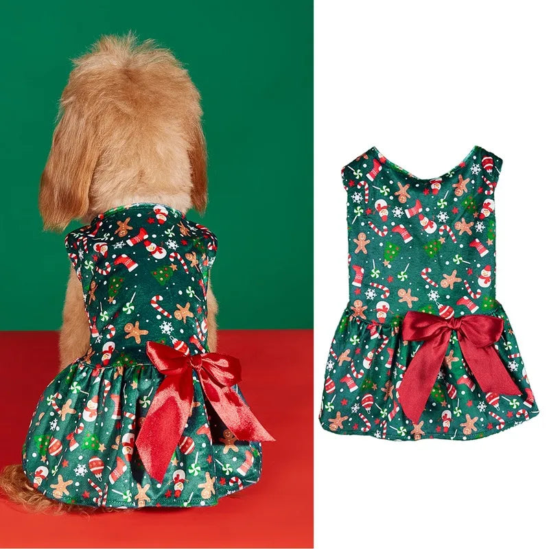๐๐ถ Christmas Print Butterfly Bowknot Ribbon Dress ๐พ๐