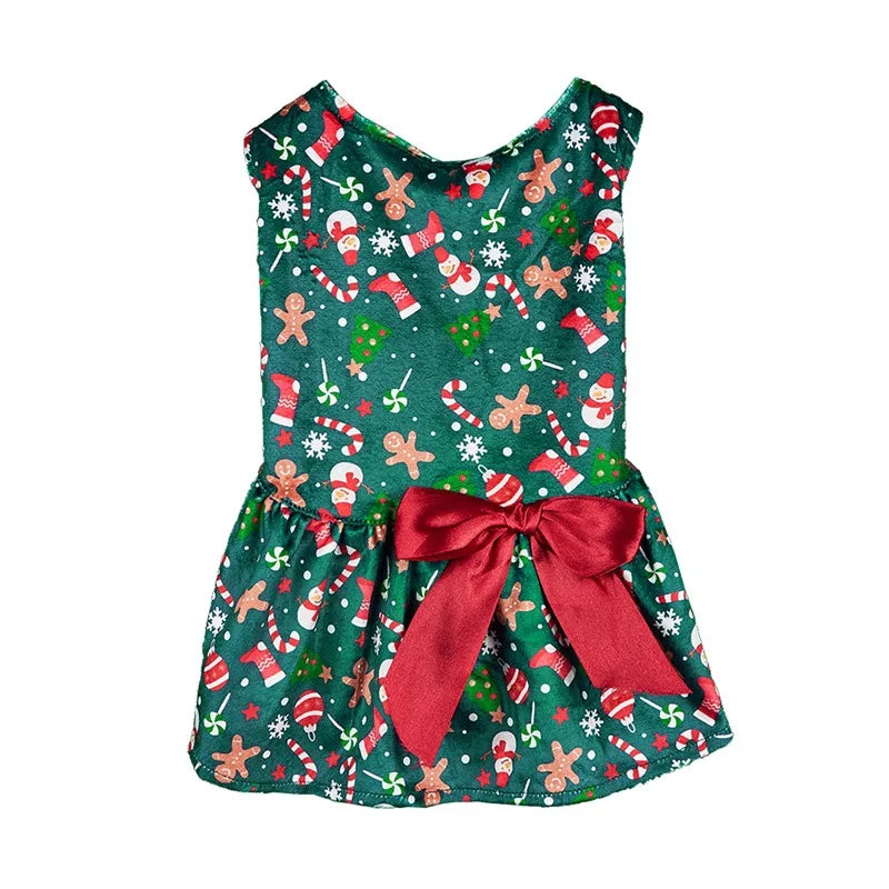 ๐๐ถ Christmas Print Butterfly Bowknot Ribbon Dress ๐พ๐