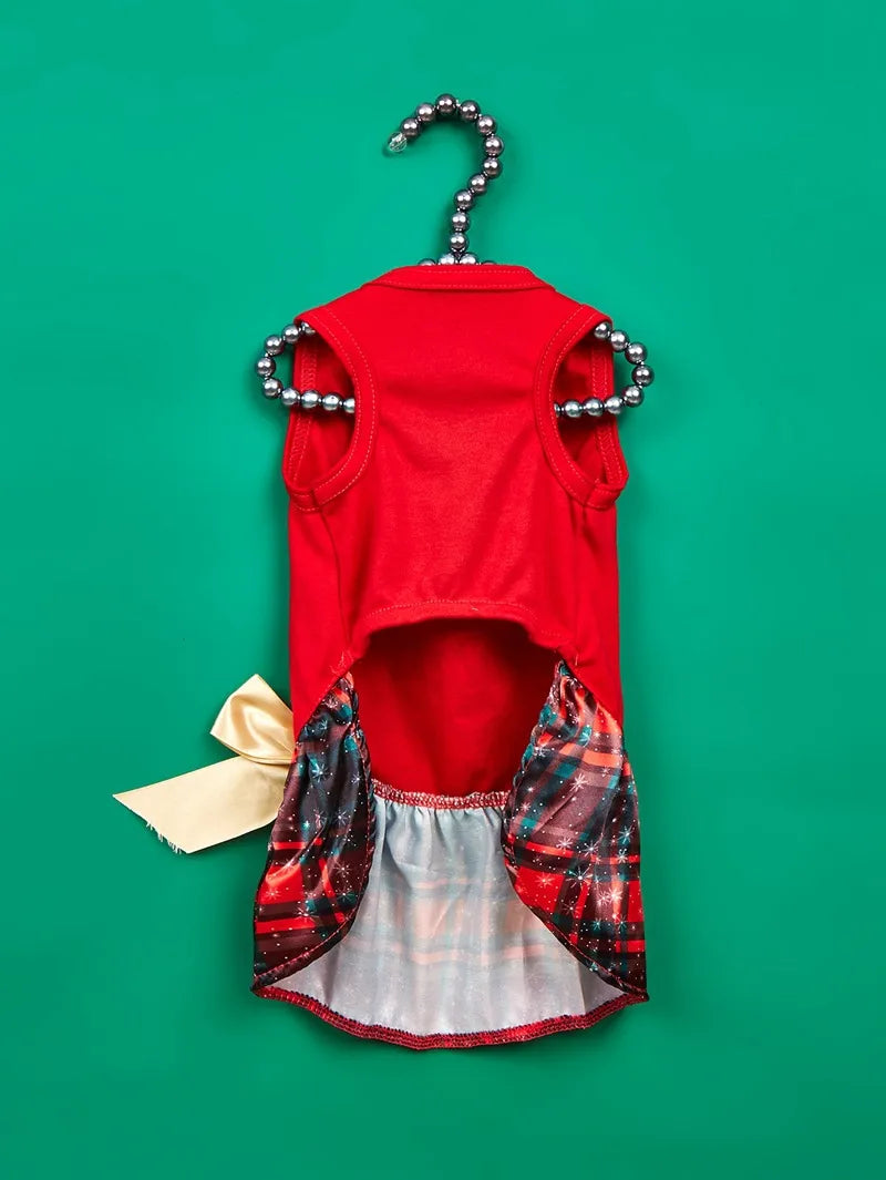 ๐๐ถ Christmas Print Butterfly Bowknot Ribbon Dress ๐พ๐