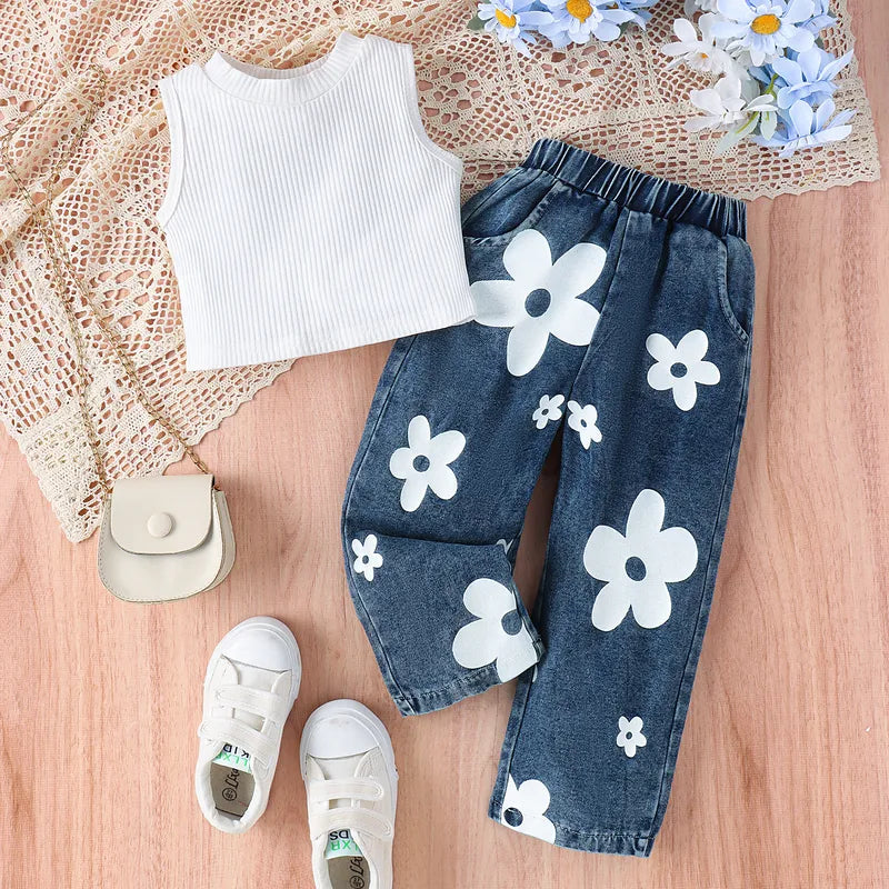 π¦β¨ 2PC Butterfly or Flowers Jeans Set (Black or White) β¨π¦
