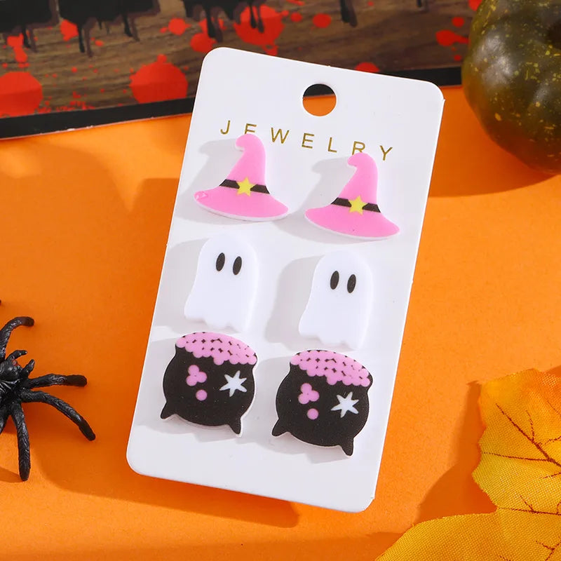 🎀👻 3pc Pink Halloween Stud Earrings Set 👻🎀