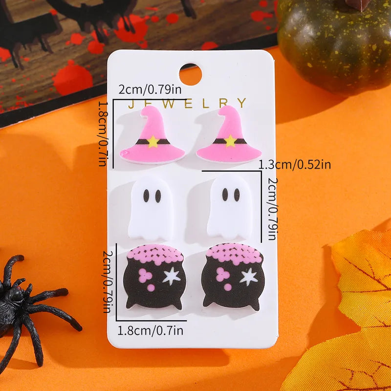 🎀👻 3pc Pink Halloween Stud Earrings Set 👻🎀