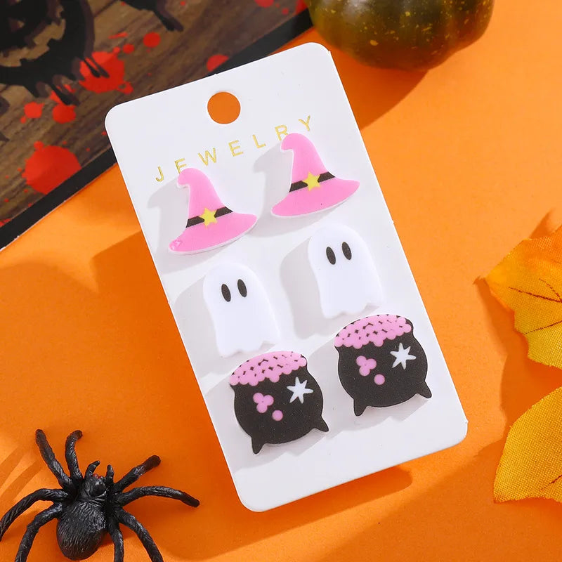 🎀👻 3pc Pink Halloween Stud Earrings Set 👻🎀