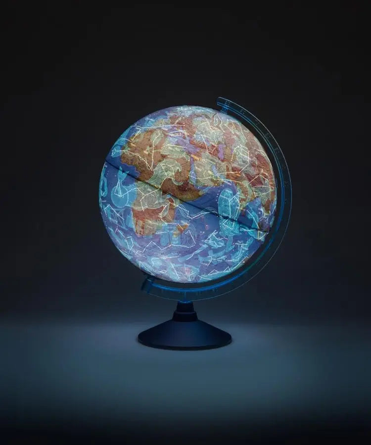 25cm Illuminated Globe with LED Light Physical Map Day & Constellation Night