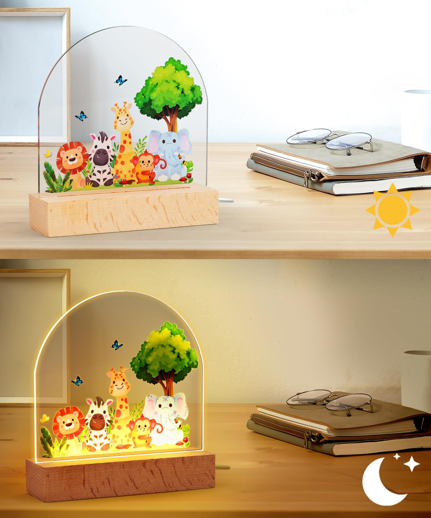 🌙 Acrylic Kids Night Light – Jungle Animal Design 🌙
