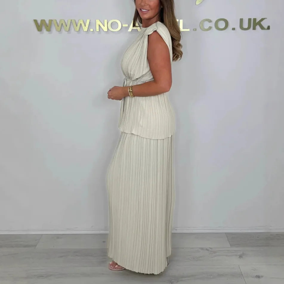 2pc Elegant Pure Colour Sleeveless Sets