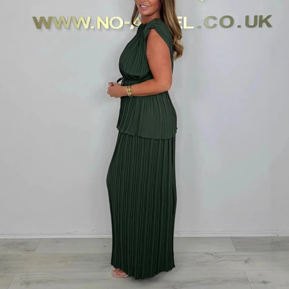 2pc Elegant Pure Colour Sleeveless Sets