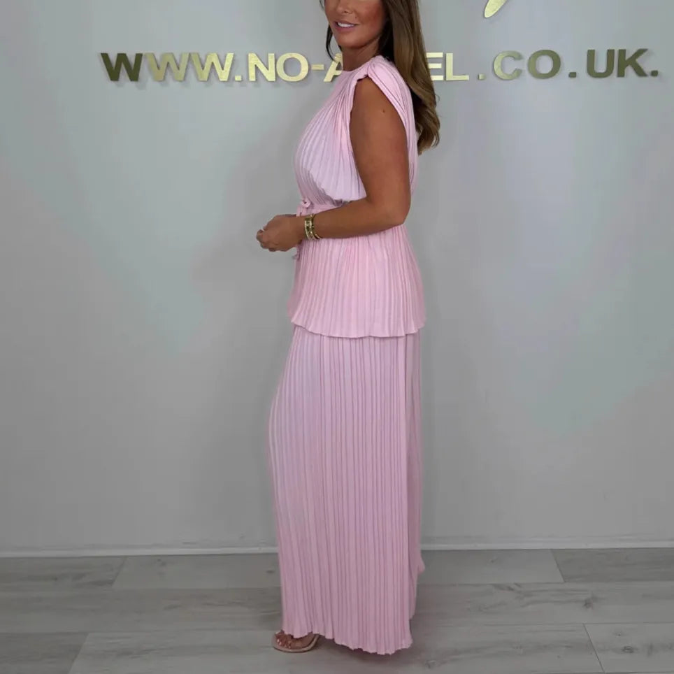 2pc Elegant Pure Colour Sleeveless Sets
