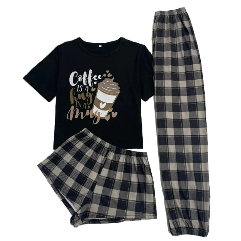 ☕ Three-Piece Set – Coffee Is A Hug In A Mug Sleepwear! ☕