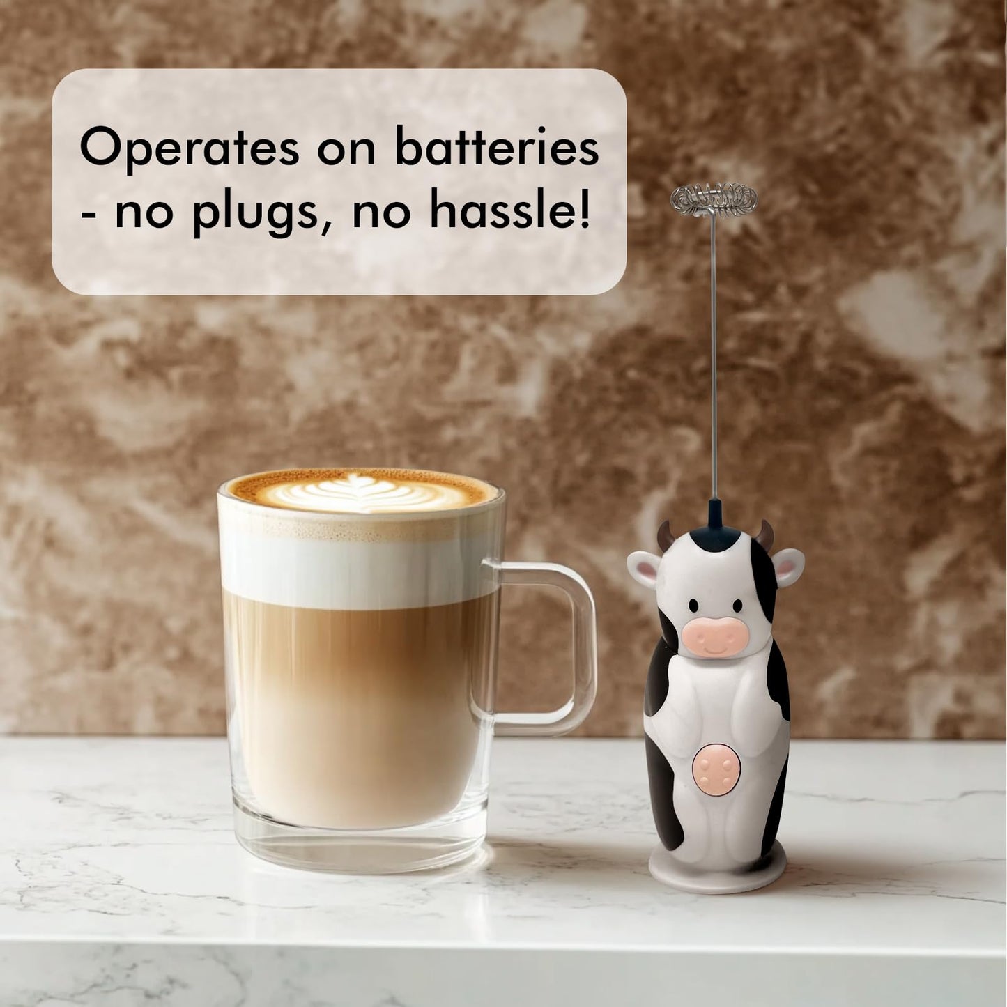 π₯π Cow Milk Frother Handheld β Cute Mini Electric Whisk ππ₯