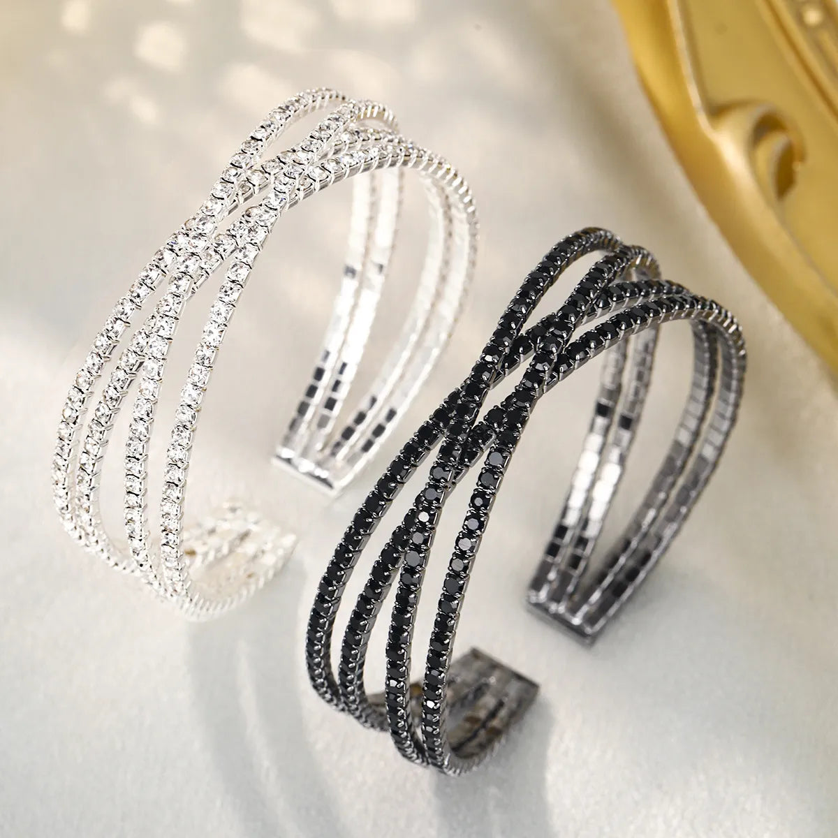 ✨ Multi-Layered Diamante Bracelet – Silver or Black ✨