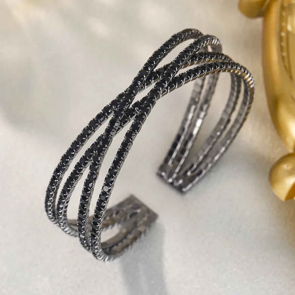 ✨ Multi-Layered Diamante Bracelet – Silver or Black ✨