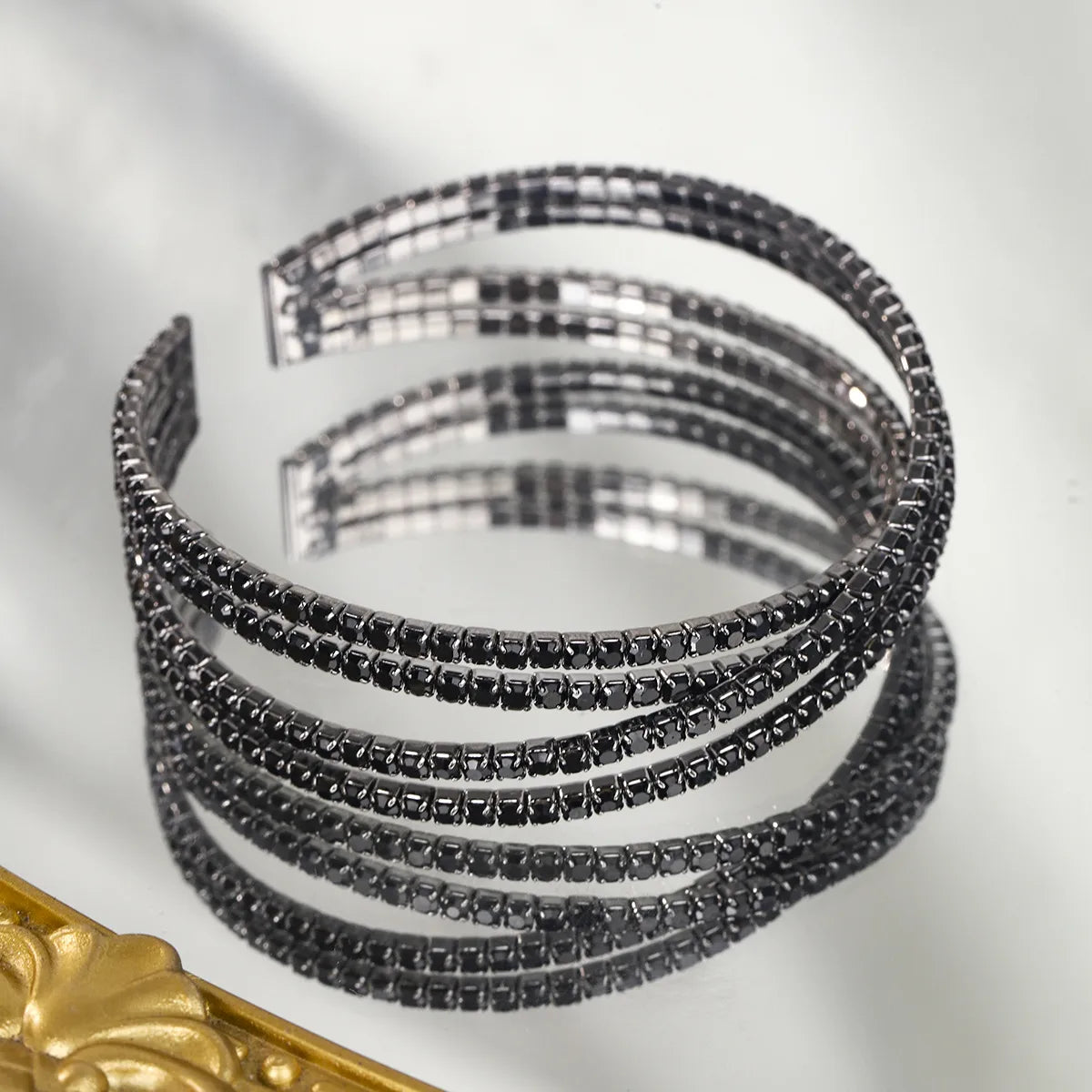 ✨ Multi-Layered Diamante Bracelet – Silver or Black ✨